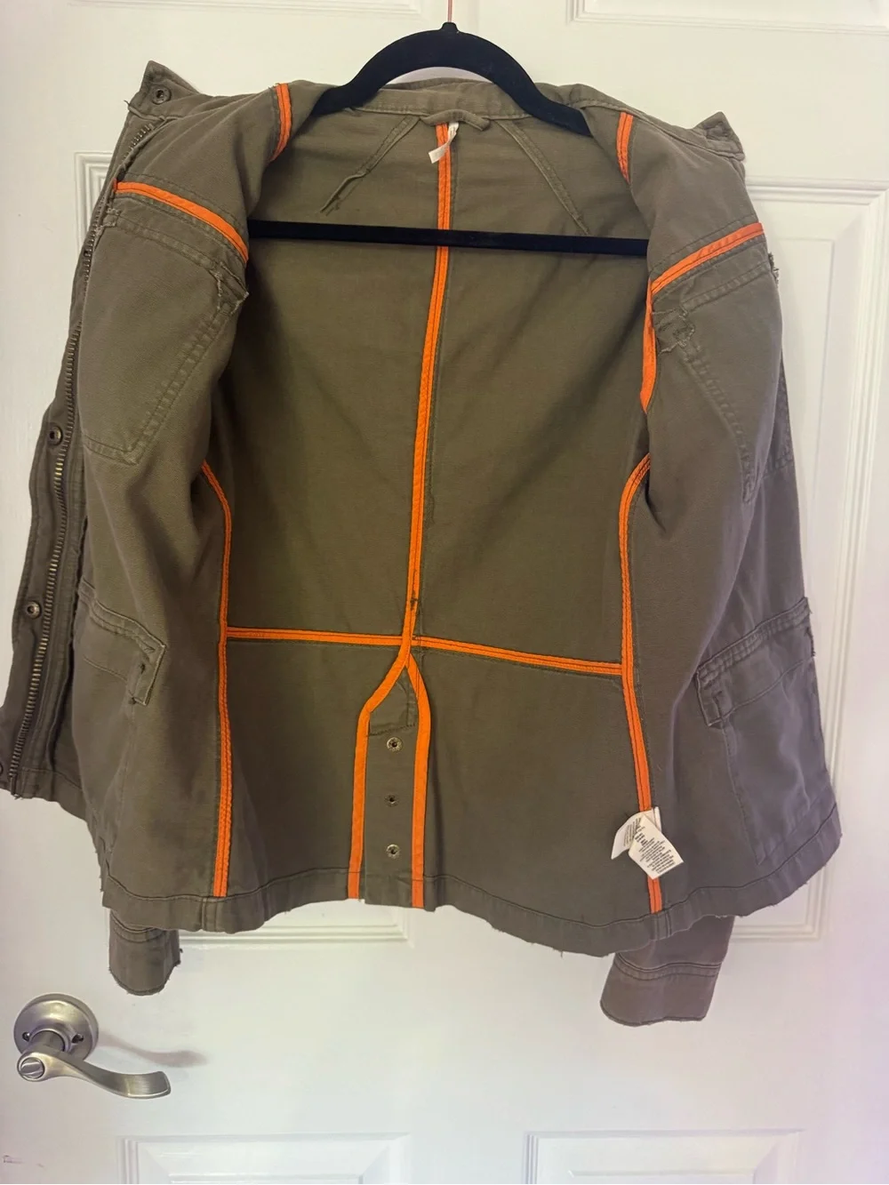 Free People Olive Military Field Jacket with Flap Pockets